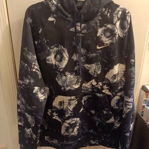 Nike Men's Large Blue and White Floral Pullover Hoodie
